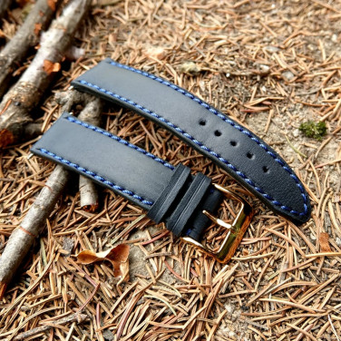 Кожаный ремешок для часов Watchband Double black leather