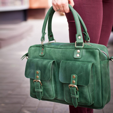 Сумка женская Slouchy satchel green leather