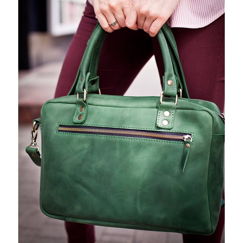 Сумка женская Slouchy satchel green leather