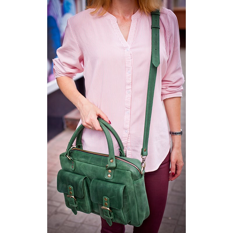 Сумка женская Slouchy satchel green leather