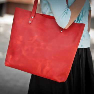 Сумка женская кожаная Shopper red leather