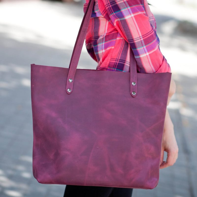 Сумка женская кожаная Shopper vinous leather