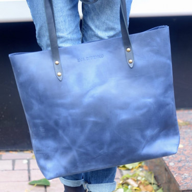 Сумка женская кожаная Shopper blue leather