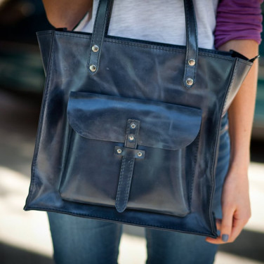 Сумка женская Tote bag blue leather