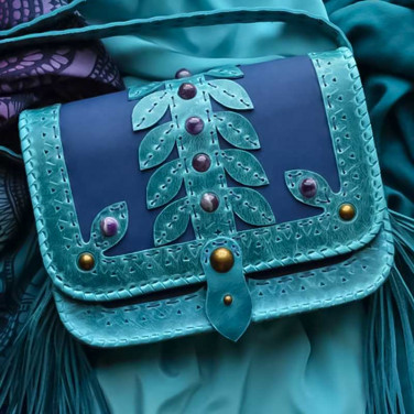 Женская сумка Saddle Bag Sea Вreeze blue leather