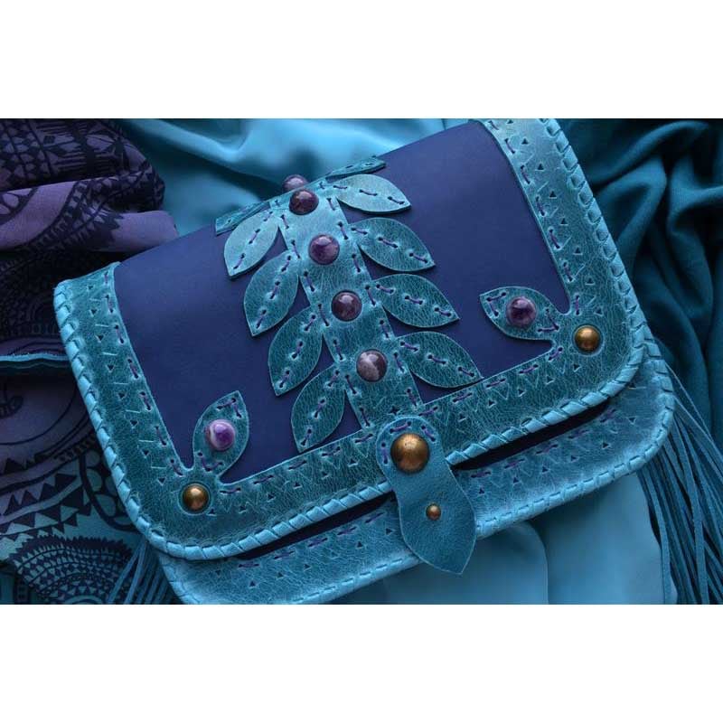 Женская сумка Saddle Bag Sea Вreeze blue leather