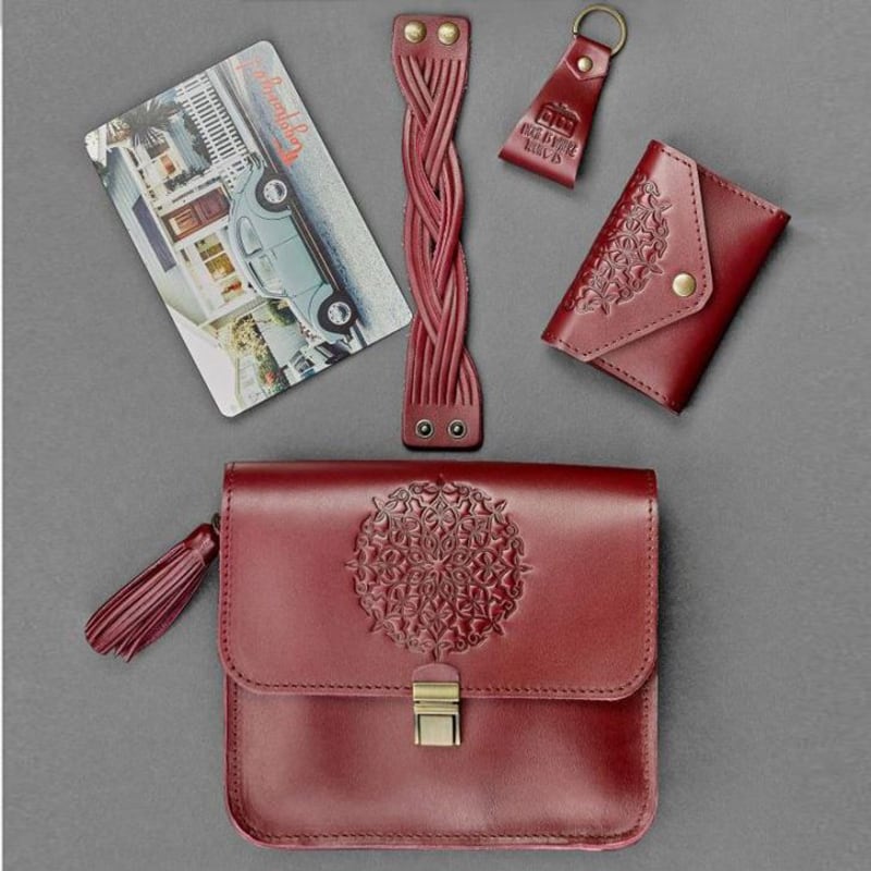Сумка женская набор аксессуаров Mandala Vinous Leather