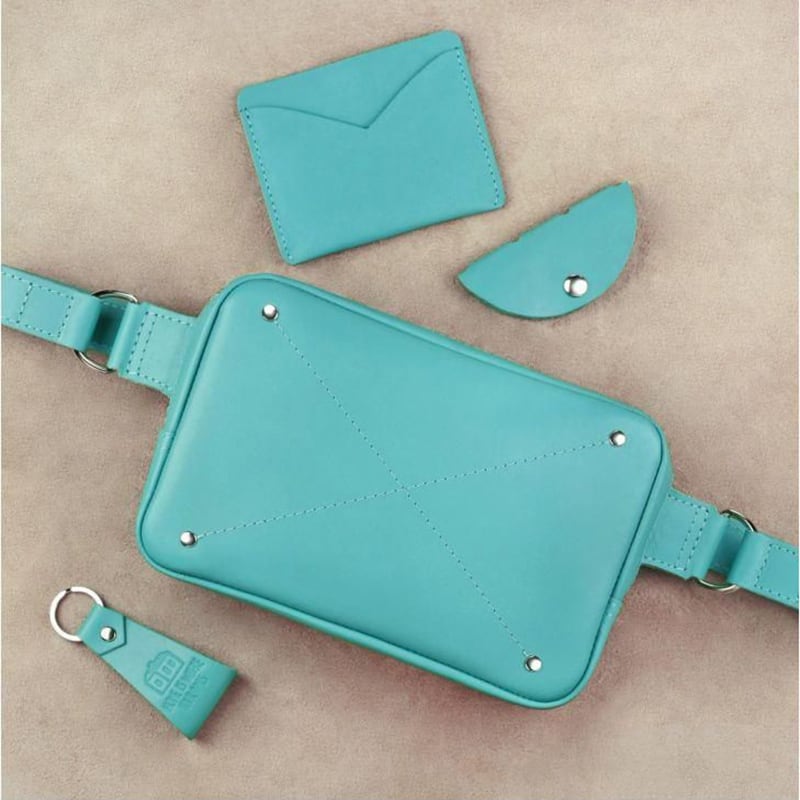 Женская сумка на пояс в наборе 3 в 1 DropBag Turquoise Leather