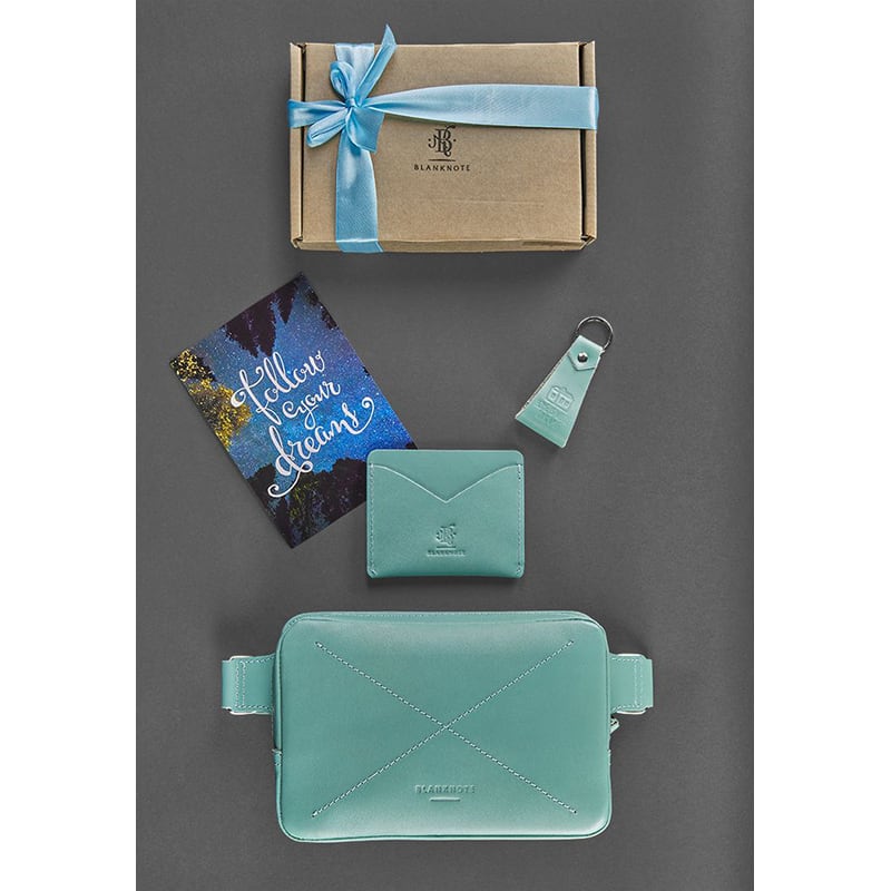 Женская сумка на пояс в наборе 3 в 1 DropBag Turquoise Leather
