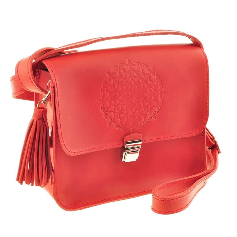 Сумка жіноча шкіряна Mandala red leather