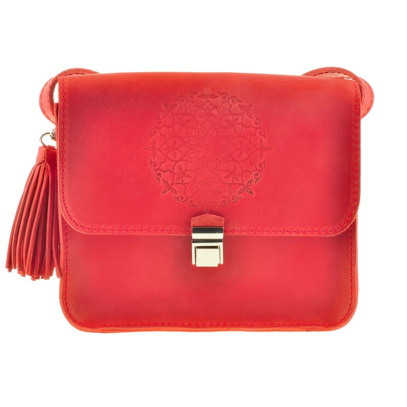 Сумка женская кожаная Mandala red leather
