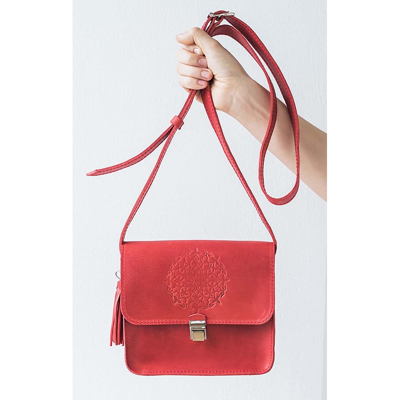 Сумка жіноча шкіряна Mandala red leather