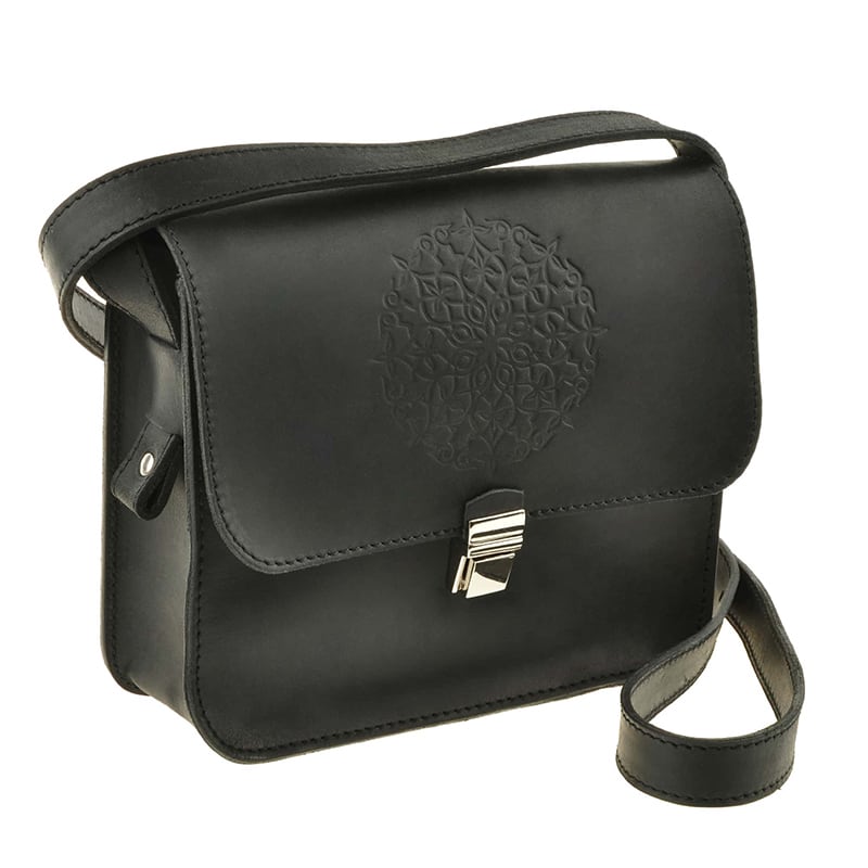 Сумка жіноча Mandala black leather через плече