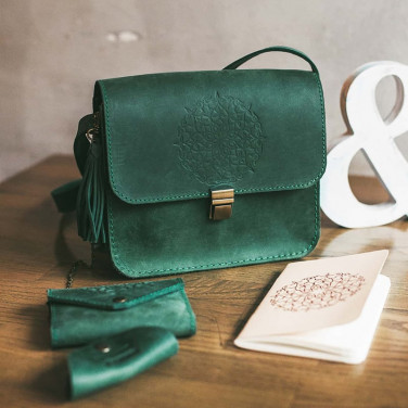 Сумка женская Mandala green leather