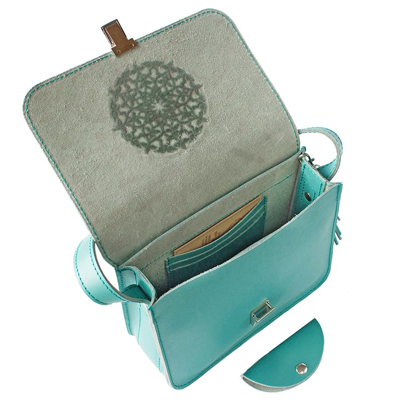 Шкіряна сумка жіноча Mandala blue leather