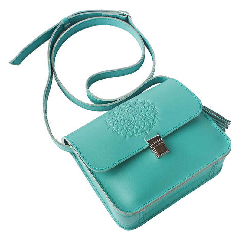Шкіряна сумка жіноча Mandala blue leather