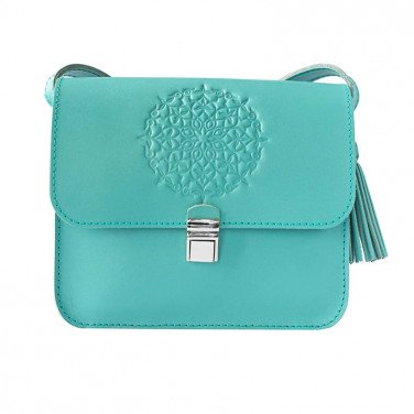 Шкіряна сумка жіноча Mandala blue leather