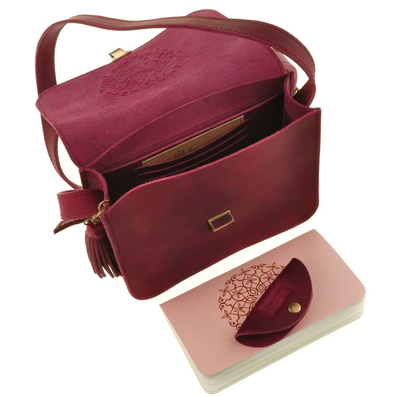 Шкіряна сумка жіноча Mandala vinous leather