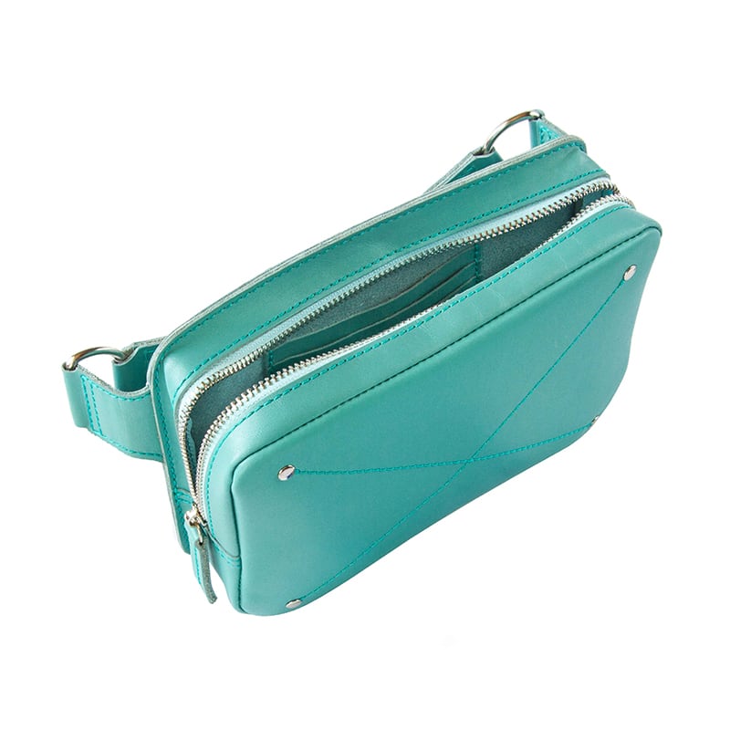 Сумка шкіряна жіноча Fanny pack blue leather