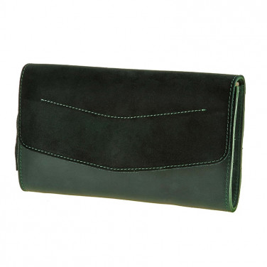 Кожаная сумка женская Combi Clutch Velours green leather