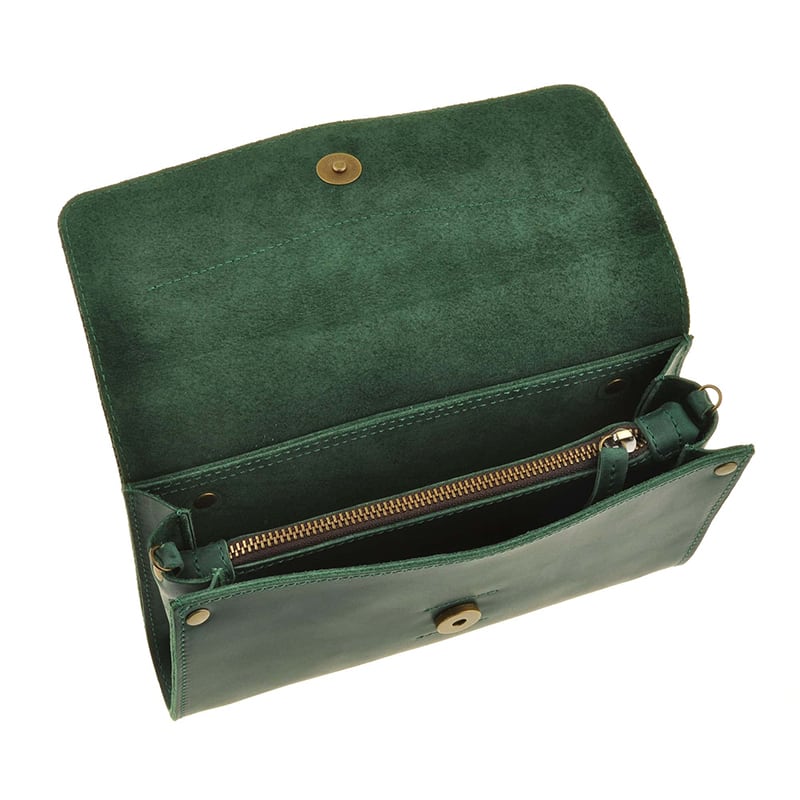Кожаная сумка женская Combi Clutch Velours green leather