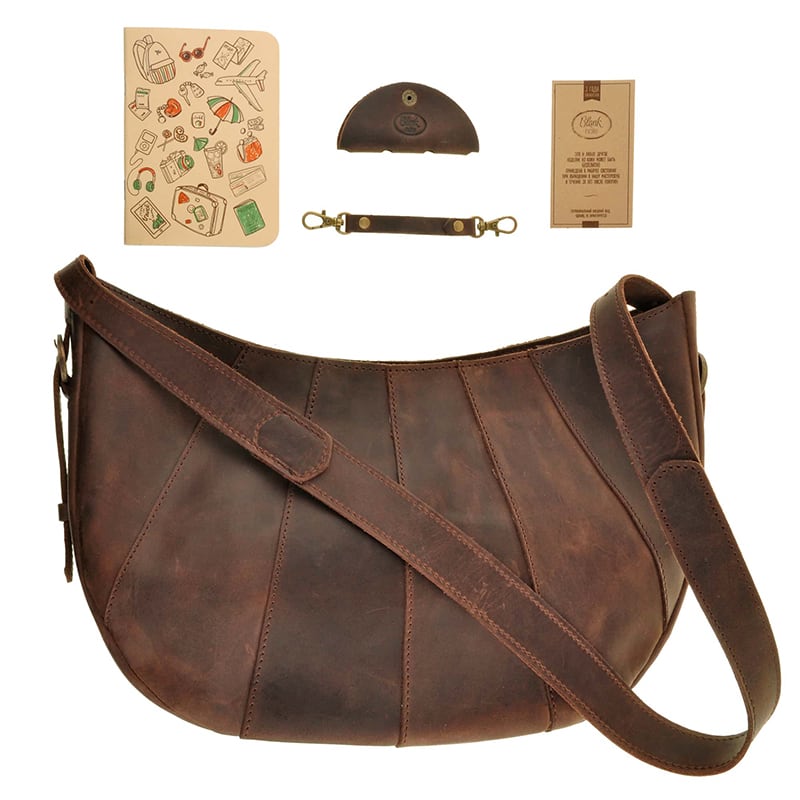 Женская кожаная сумка через плечо Нobo Вag brown leather