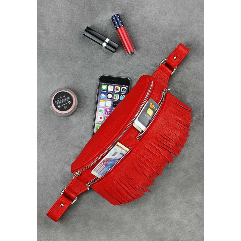 Сумка жіноча Lumbar bag red leather