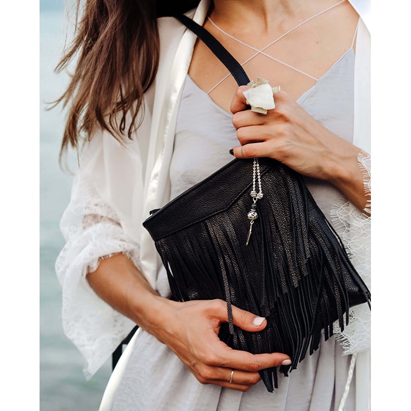 Кожаная сумка женская Cross-body bag black leather