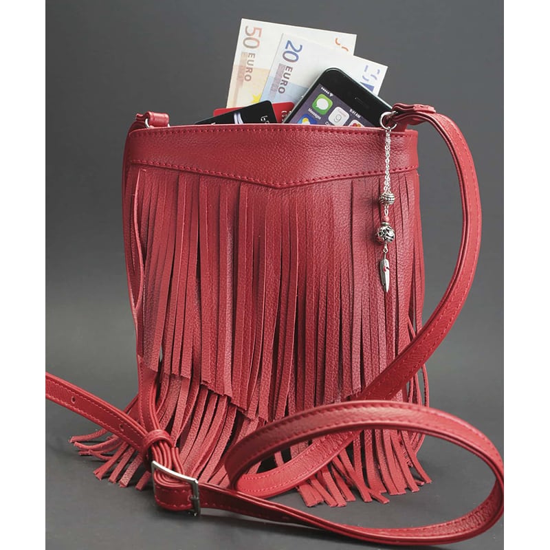 Кожаная сумка женская Cross-body bag red leather