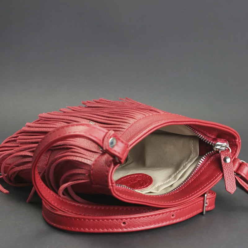 Кожаная сумка женская Cross-body bag red leather