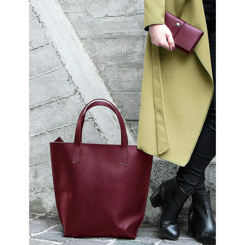 Сумка женская кожаная Shopper vinous leather
