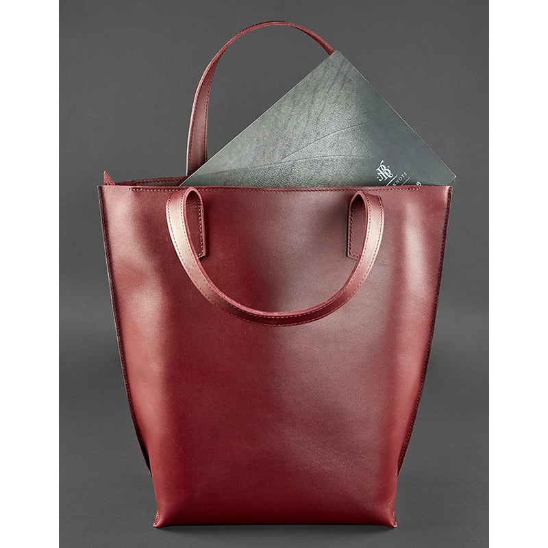 Сумка женская кожаная Shopper vinous leather