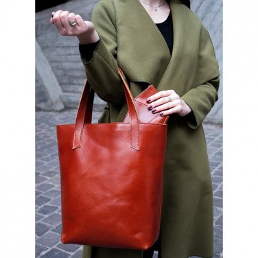 Сумка женская кожаная Shopper brown leather