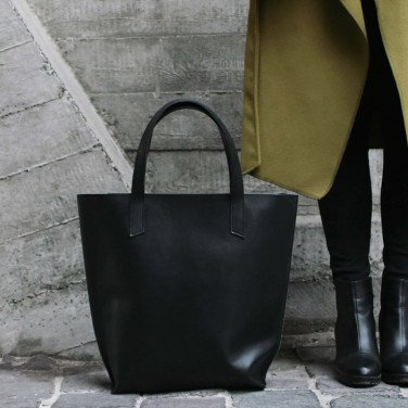 Сумка женская кожаная Shopper black leather