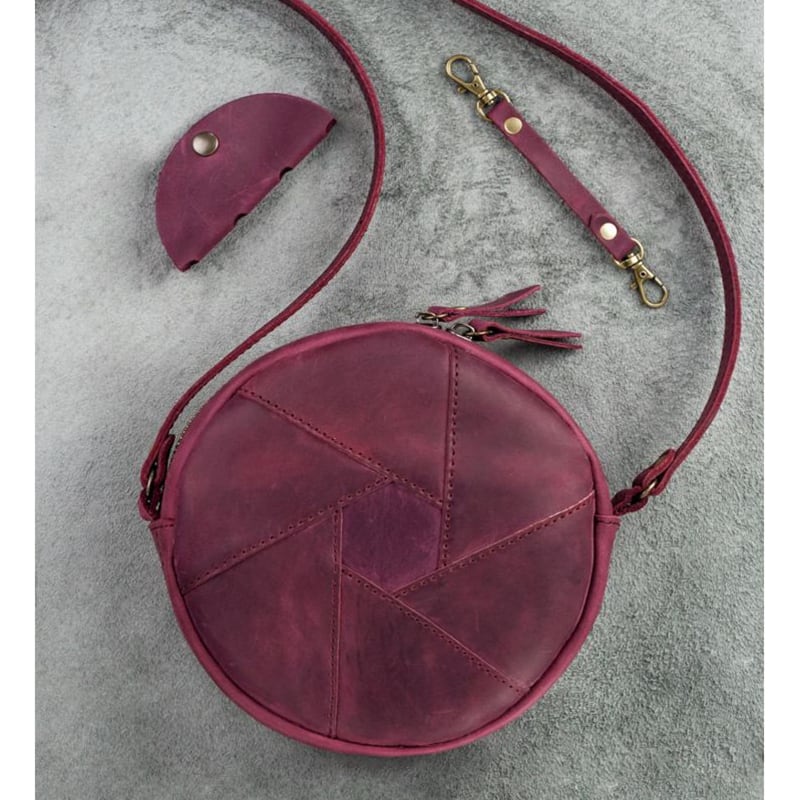 Шкіряна сумка жіноча Hat box vinous leather