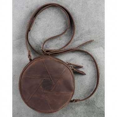 Кожаная сумка женская Hat box brown leather