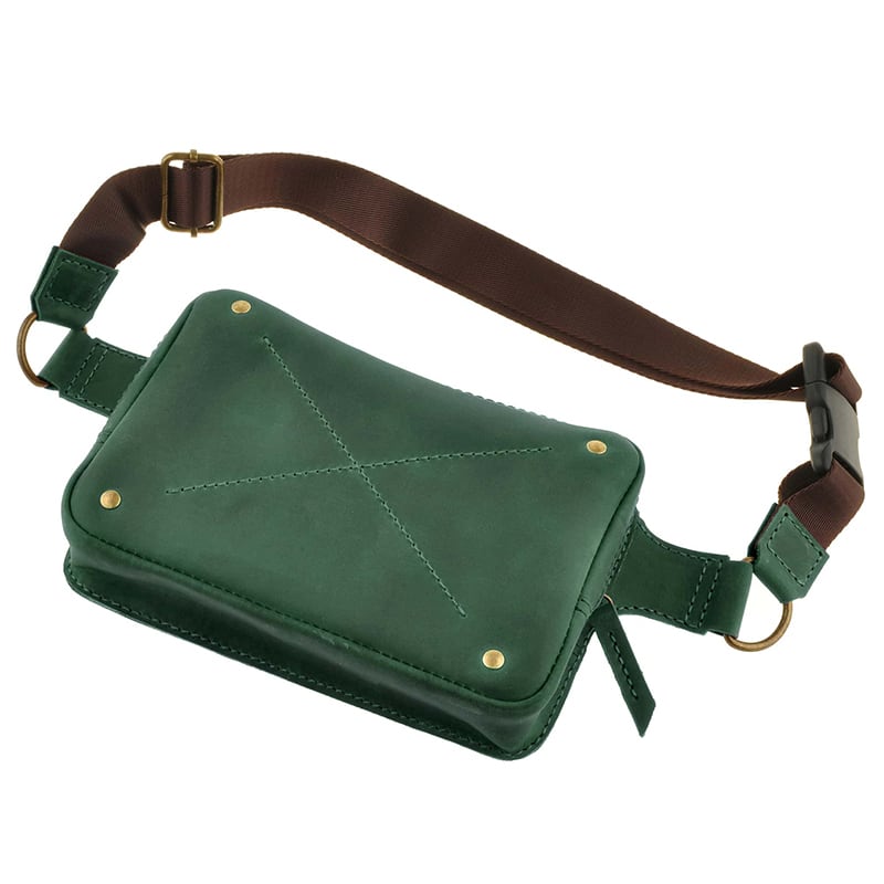 Сумка шкіряна жіноча Fanny pack green leather