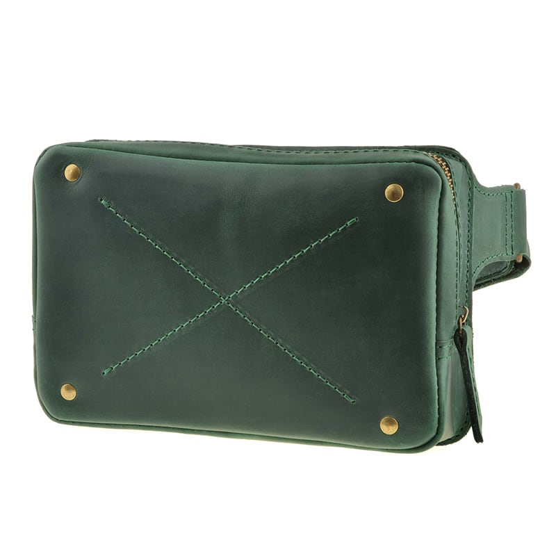 Сумка шкіряна жіноча Fanny pack green leather