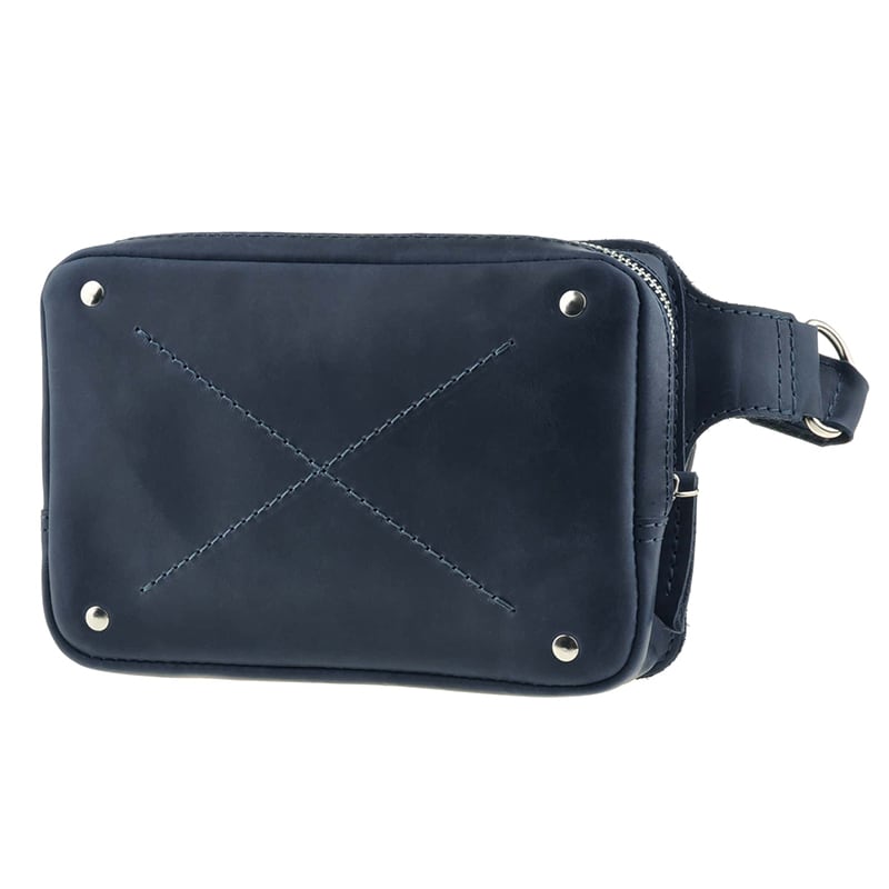 Сумка шкіряна жіноча Fanny pack blue leather