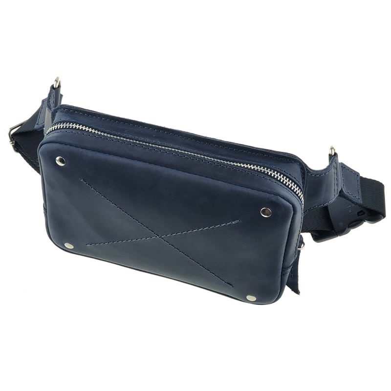 Сумка шкіряна жіноча Fanny pack blue leather