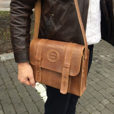 Мужская кожаная сумка Messenger bag brown leather