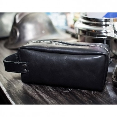 Косметичка чоловіча Duffle bag black leather