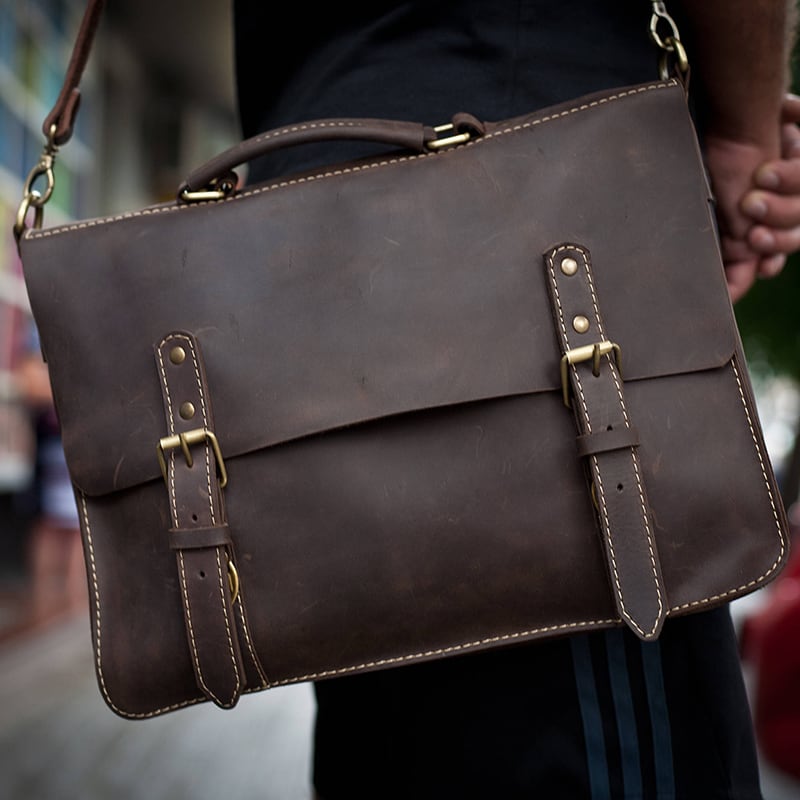 Сумка чоловіча шкіряна Satchel bag brown full leather