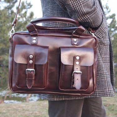Сумка мужская Slouchy satchel maroon leather