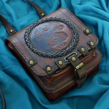 Сумка чоловіча Saddle Bag Dragon Feng Shui brown leather