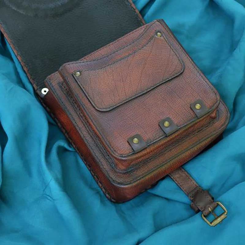 Сумка мужская Saddle Bag Dragon Feng Shui brown leather