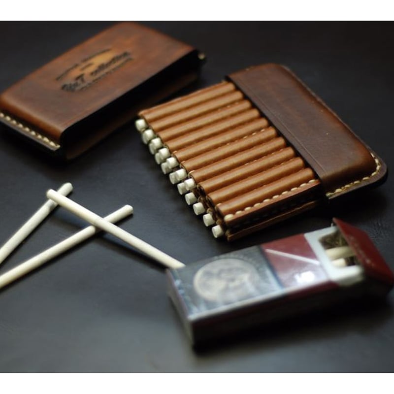 Шкіряний портсигар Super slims-100 brown leather