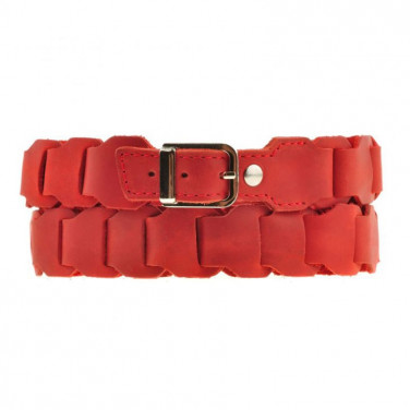 Кожаный ремень женский для джинс Boho Shic Red Leather