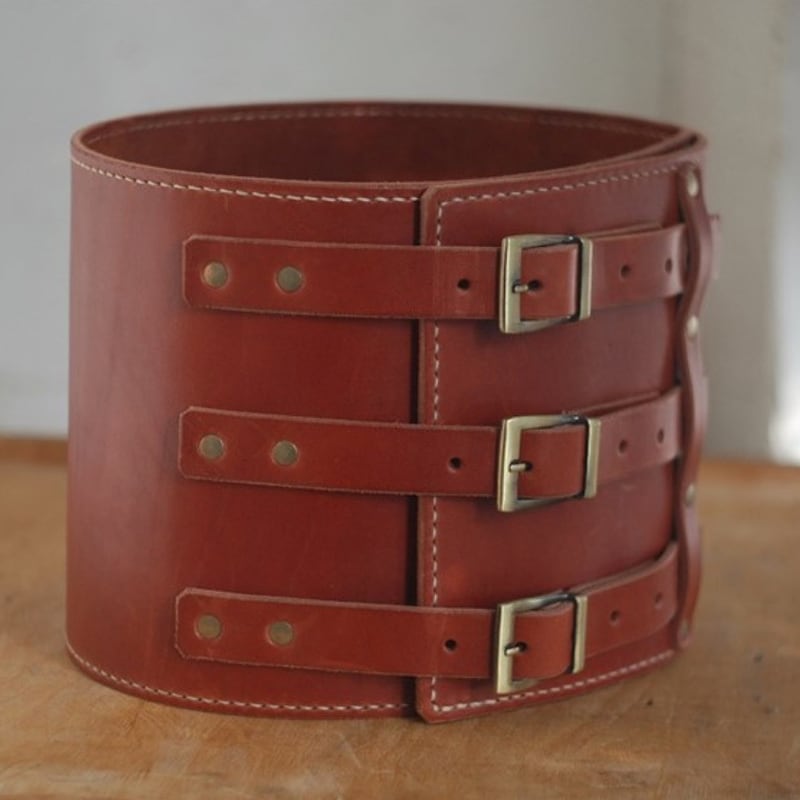 Кожаный ремень ручной работы Wide Cheres Red Leather