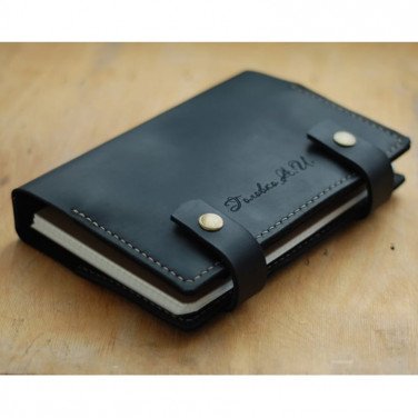 Шкіряний блокнот ручної роботи Fort Worth black leather